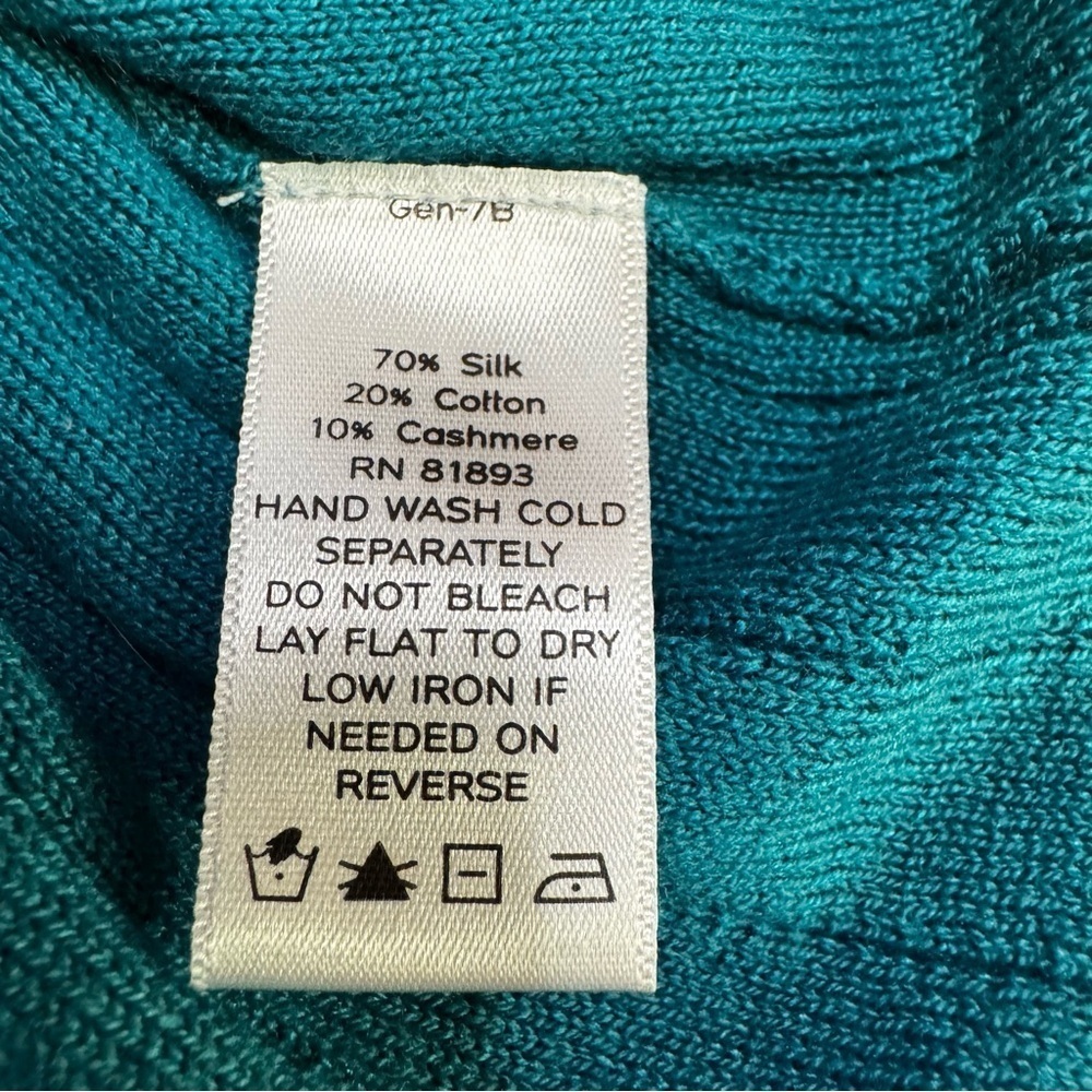 DIALOGUE Teal Cardigan Sweater Top Size XS Fit and Flare Long Sleeve 3 Buttons - Picture 6 of 12